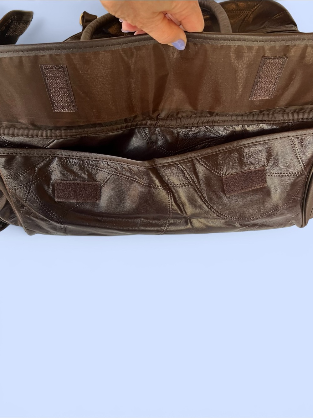 NWT Genuine Lambskin Leather Brown Weekender Duffel Travel Bag CarryOn Overnight - Picture 5 of 8